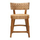 bali & pari Sabit Bohemian Seagrass and Mahogany Wood Counter Stool