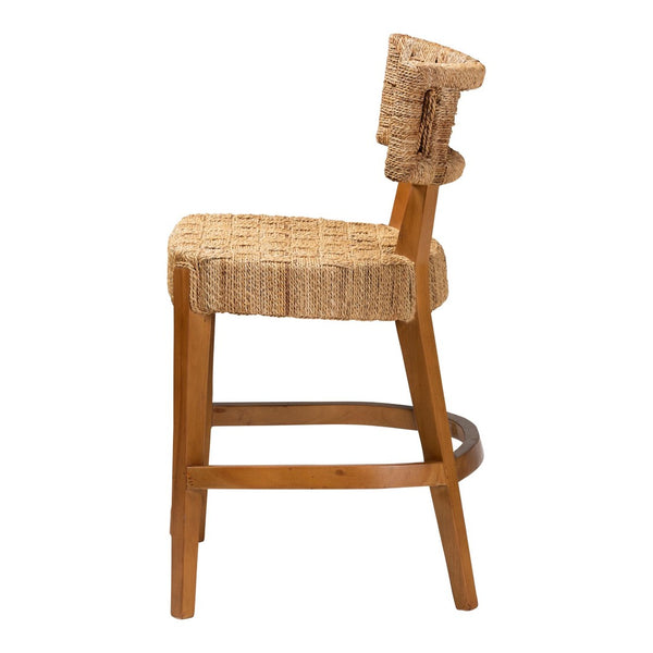 Baxton Studio bali Sabit Bohemian Seagrass & Mahogany Wood Counter Stool - Handcrafted, Comfortable & Stylish Sabit-SVN087-Mahogany/Seagrass-CS