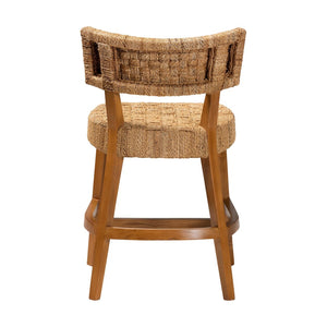 Baxton Studio bali Sabit Bohemian Seagrass & Mahogany Wood Counter Stool - Handcrafted, Comfortable & Stylish Sabit-SVN087-Mahogany/Seagrass-CS