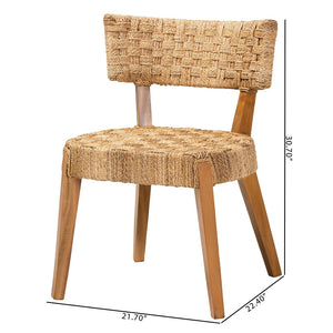 Baxton Studio bali Bali Sabit Bohemian Dining Chair - Handcrafted Seagrass & Mahogany Wood, Rustic Elegance for Home Sabit-SVN086-Mahogany/Seagrass-DC