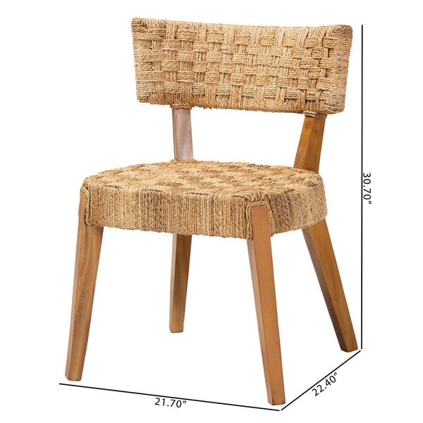 Baxton Studio bali Bali Sabit Bohemian Dining Chair - Handcrafted Seagrass & Mahogany Wood, Rustic Elegance for Home Sabit-SVN086-Mahogany/Seagrass-DC