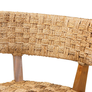 Baxton Studio bali Bali Sabit Bohemian Dining Chair - Handcrafted Seagrass & Mahogany Wood, Rustic Elegance for Home Sabit-SVN086-Mahogany/Seagrass-DC