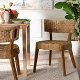 bali & pari Sabit Bohemian Seagrass and Mahogany Wood Dining Chair