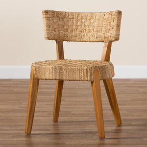 Baxton Studio bali Bali Sabit Bohemian Dining Chair - Handcrafted Seagrass & Mahogany Wood, Rustic Elegance for Home Sabit-SVN086-Mahogany/Seagrass-DC