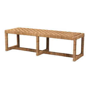 Baxton Studio bali Cipally Bohemian Seagrass & Mahogany Accent Bench - Rustic Charm for Entryways & Bedrooms Cipally-SVN088-Mahogany/Seagrass-Bench