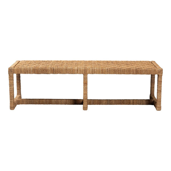 Baxton Studio bali Cipally Bohemian Seagrass & Mahogany Accent Bench - Rustic Charm for Entryways & Bedrooms Cipally-SVN088-Mahogany/Seagrass-Bench