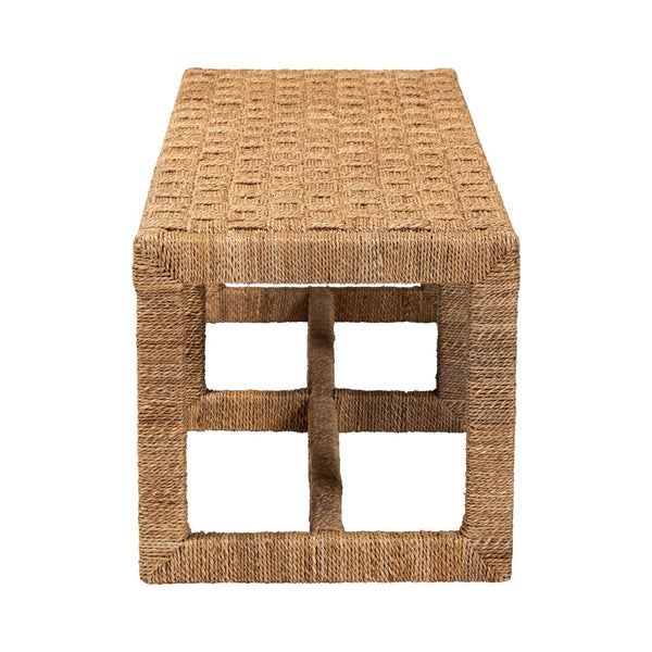 Baxton Studio bali Cipally Bohemian Seagrass & Mahogany Accent Bench - Rustic Charm for Entryways & Bedrooms Cipally-SVN088-Mahogany/Seagrass-Bench