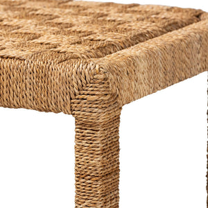 Baxton Studio bali Cipally Bohemian Seagrass & Mahogany Accent Bench - Rustic Charm for Entryways & Bedrooms Cipally-SVN088-Mahogany/Seagrass-Bench