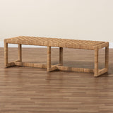 bali & pari Cipally Bohemian Seagrass and Mahogany Wood Accent Bench