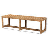 bali & pari Cipally Bohemian Seagrass and Mahogany Wood Accent Bench