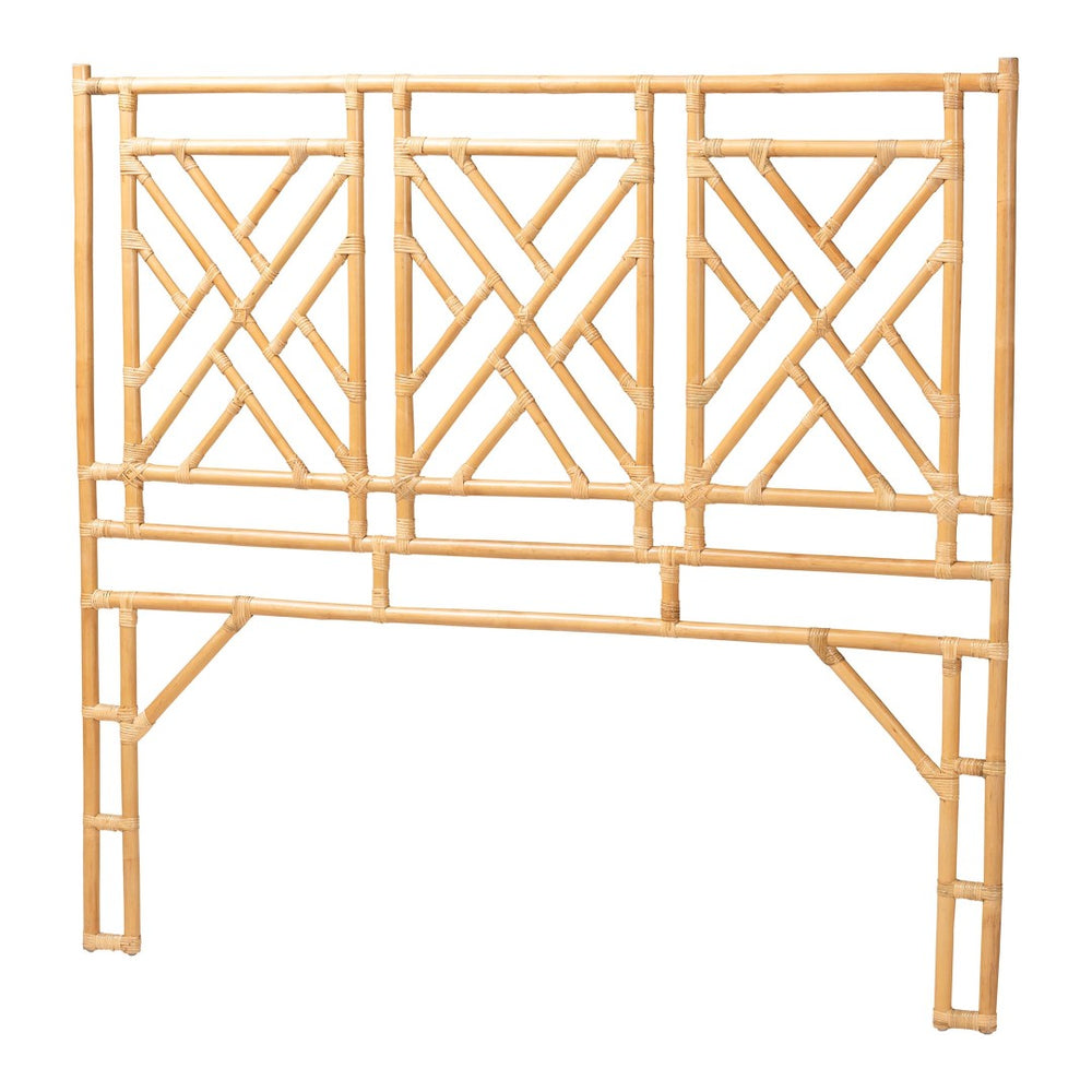 Baxton Studio bali Bohemian Natural Rattan Standalone Headboard - Handcrafted Geometric Design for Stylish Bedrooms Karavo Queen Karavo W162-Natural Rattan-HB-Queen