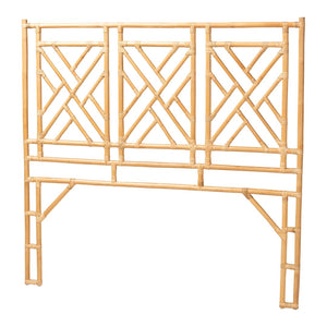 Baxton Studio bali Bohemian Natural Rattan Standalone Headboard - Handcrafted Geometric Design for Stylish Bedrooms Karavo Queen Karavo W162-Natural Rattan-HB-Queen
