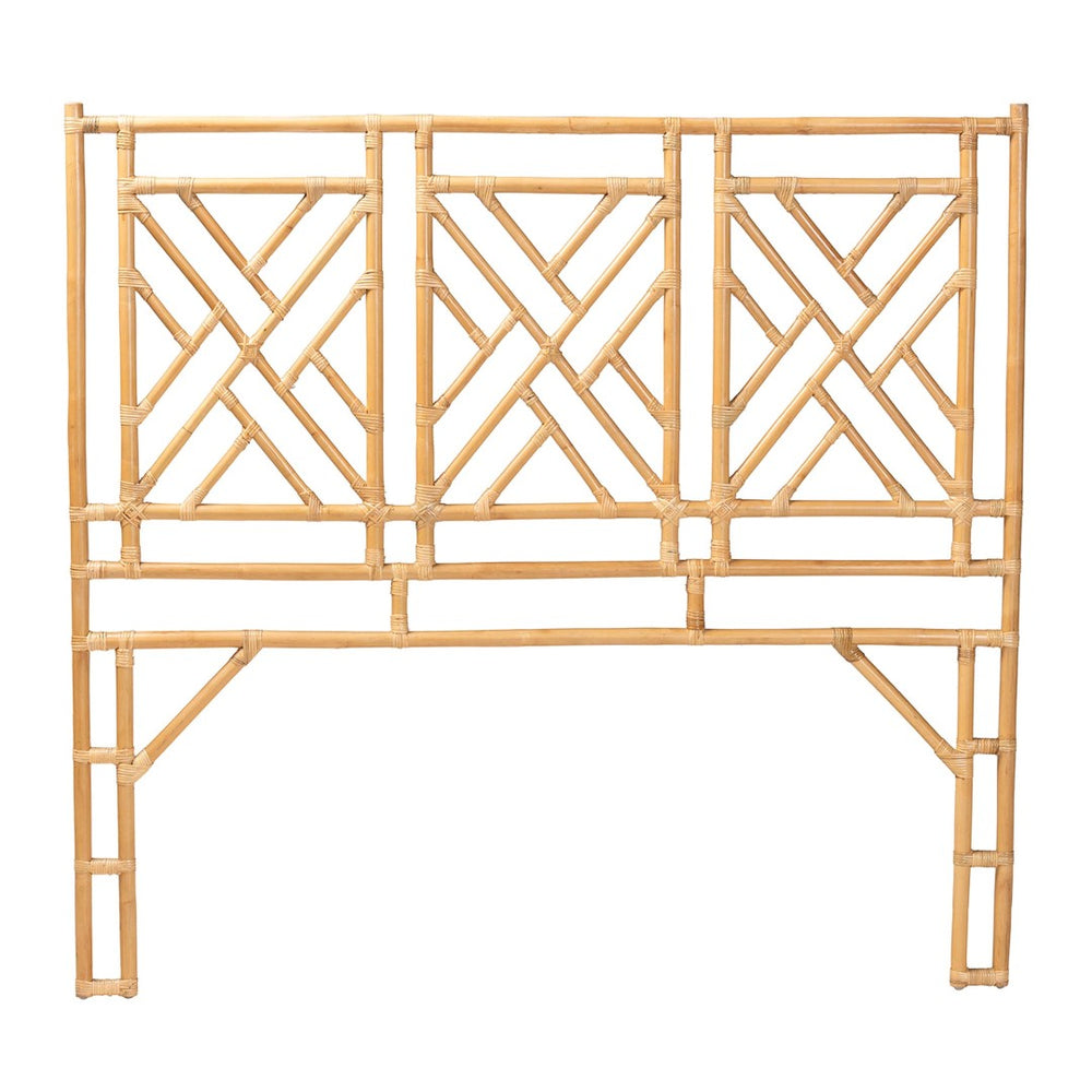 Baxton Studio bali Bohemian Natural Rattan Standalone Headboard - Handcrafted Geometric Design for Stylish Bedrooms Karavo Queen Karavo W162-Natural Rattan-HB-Queen