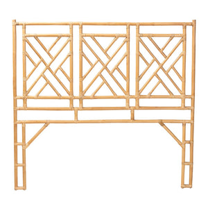 Baxton Studio bali Bohemian Natural Rattan Standalone Headboard - Handcrafted Geometric Design for Stylish Bedrooms Karavo Queen Karavo W162-Natural Rattan-HB-Queen
