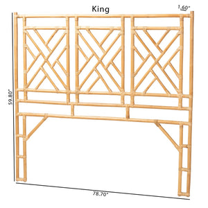 Baxton Studio bali Bohemian Natural Rattan Standalone Headboard - Handcrafted Geometric Design for Stylish Bedrooms Karavo Queen Karavo W162-Natural Rattan-HB-Queen