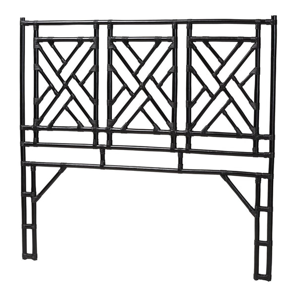 Baxton Studio bali Karavo Bohemian Natural Rattan Standalone Headboard - Handcrafted Artisanal Design for Your Bedroom King Karavo W200-Black Rattan-HB-King