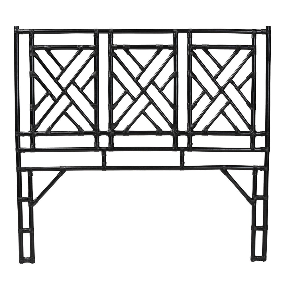 Baxton Studio bali Karavo Bohemian Natural Rattan Standalone Headboard - Handcrafted Artisanal Design for Your Bedroom King Karavo W200-Black Rattan-HB-King