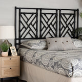 bali & pari Karavo Bohemian Black Natural Rattan King Size Standalone Headboard