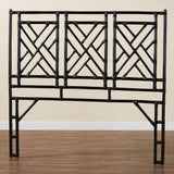 bali & pari Karavo Bohemian Black Natural Rattan King Size Standalone Headboard