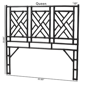 Baxton Studio bali Karavo Bohemian Natural Rattan Standalone Headboard - Handcrafted Artisanal Design for Your Bedroom King Karavo W200-Black Rattan-HB-King