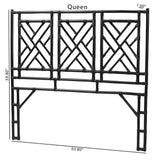 bali & pari Karavo Bohemian Black Natural Rattan King Size Standalone Headboard