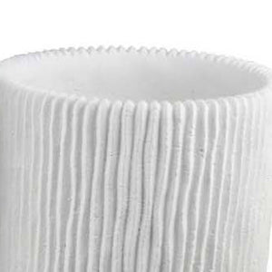 English Elm Zeri White Terracotta Ribbed Planter Set Three Graduated Vessels for Stylish Interiors B056P417003