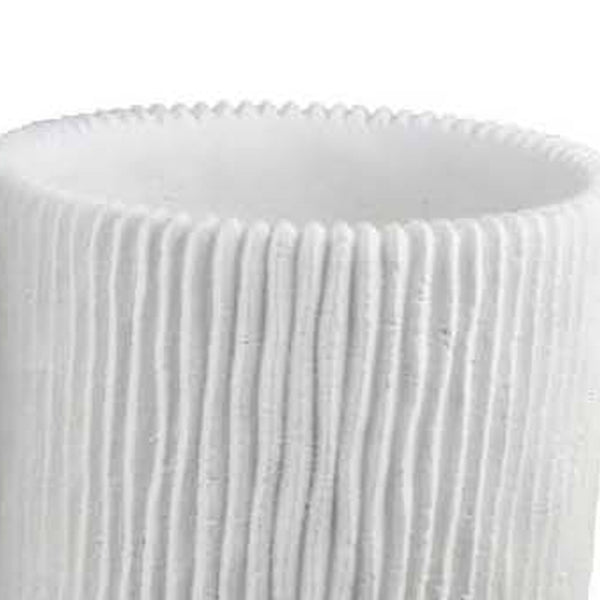 English Elm Zeri White Terracotta Ribbed Planter Set Three Graduated Vessels for Stylish Interiors B056P417003