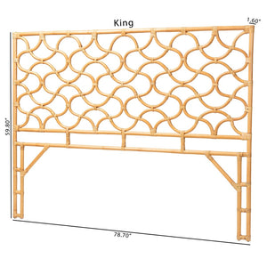 Baxton Studio bali Kalcya Bohemian Natural Rattan King Size Headboard - Handcrafted Elegance for Your Bedroom WS30503-1B W1200-Natural Rattan-HB-King
