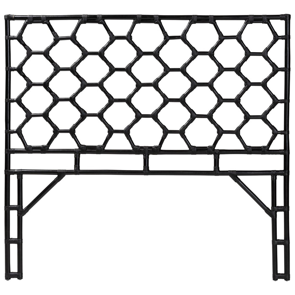 Baxton Studio bali Revonda Bohemian Black Rattan Queen Headboard - Handcrafted, Stylish, and Fully Assembled! WS30503-2B W162-Black Rattan-HB-Queen