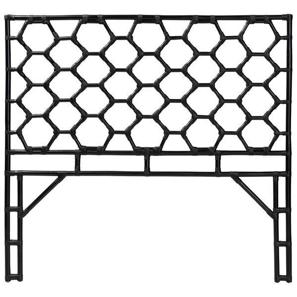 Baxton Studio bali Revonda Bohemian Black Rattan Queen Headboard - Handcrafted, Stylish, and Fully Assembled! WS30503-2B W162-Black Rattan-HB-Queen
