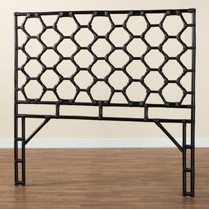 Baxton Studio bali Revonda Bohemian Black Rattan Queen Headboard - Handcrafted, Stylish, and Fully Assembled! WS30503-2B W162-Black Rattan-HB-Queen
