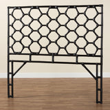 bali & pari Revonda Bohemian Black Rattan Queen Size Standalone Headboard