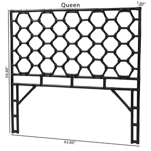 Baxton Studio bali Revonda Bohemian Black Rattan Queen Headboard - Handcrafted, Stylish, and Fully Assembled! WS30503-2B W162-Black Rattan-HB-Queen
