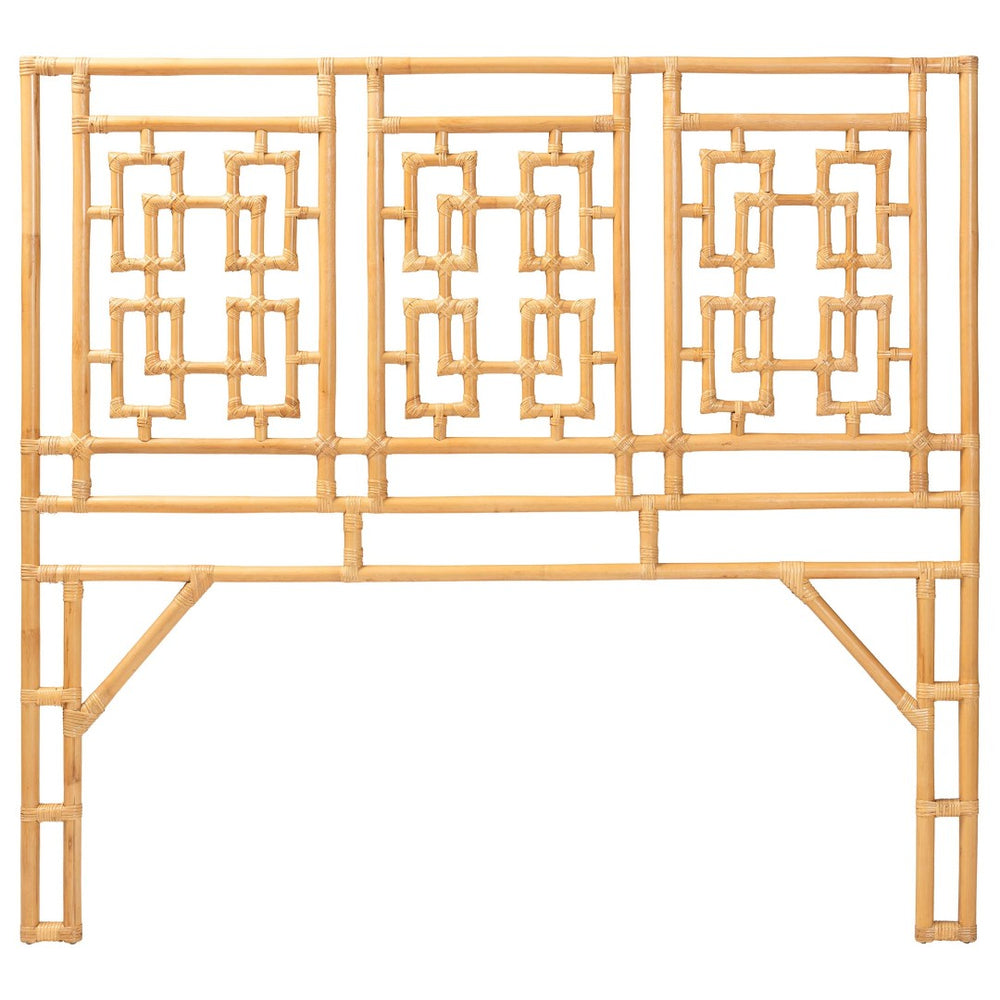 Baxton Studio bali Bali Galvan Bohemian Natural Rattan Headboard - Queen Size, Handcrafted, Coastal Chic Design, Fully Assembled WS30503-3B W162-Natural Rattan-HB-Queen