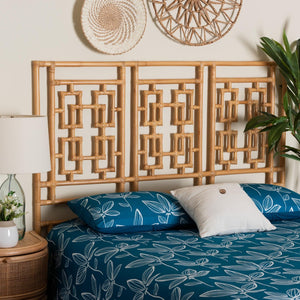 Baxton Studio bali Bali Galvan Bohemian Natural Rattan Headboard - Queen Size, Handcrafted, Coastal Chic Design, Fully Assembled WS30503-3B W162-Natural Rattan-HB-Queen