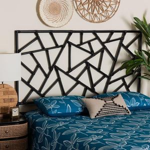 Baxton Studio bali Frydel Black Rattan Queen Standalone Headboard – Handcrafted, Eco-Friendly, Boho Chic Design WS30503-4B W162-Black Rattan-HB-Queen