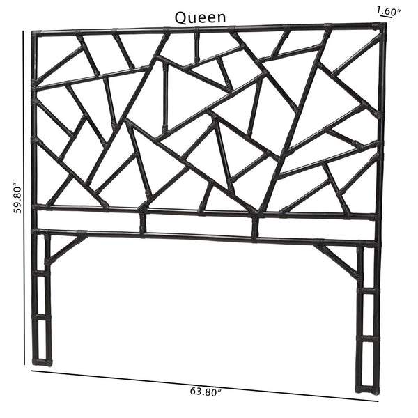 Baxton Studio bali Frydel Black Rattan Queen Standalone Headboard – Handcrafted, Eco-Friendly, Boho Chic Design WS30503-4B W162-Black Rattan-HB-Queen