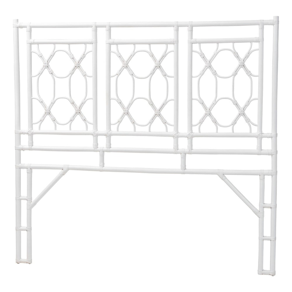 Baxton Studio bali Bohemian White Rattan Standalone Headboard for Queen Beds – Handcrafted Elegance & Style Sampson Queen WS30503-5B W162-White Rattan-HB-Queen