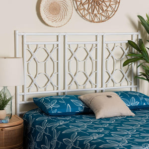 Baxton Studio bali Bohemian White Rattan Standalone Headboard for Queen Beds – Handcrafted Elegance & Style Sampson Queen WS30503-5B W162-White Rattan-HB-Queen