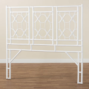 Baxton Studio bali Bohemian White Rattan Standalone Headboard for Queen Beds – Handcrafted Elegance & Style Sampson Queen WS30503-5B W162-White Rattan-HB-Queen