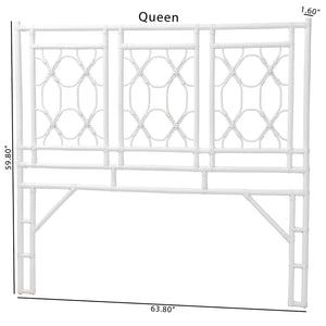 Baxton Studio bali Bohemian White Rattan Standalone Headboard for Queen Beds – Handcrafted Elegance & Style Sampson Queen WS30503-5B W162-White Rattan-HB-Queen