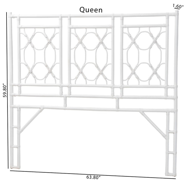 Baxton Studio bali Bohemian White Rattan Standalone Headboard for Queen Beds – Handcrafted Elegance & Style Sampson Queen WS30503-5B W162-White Rattan-HB-Queen