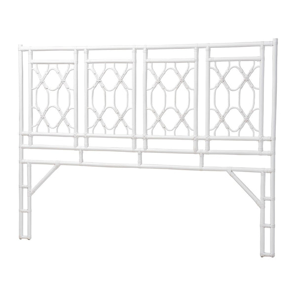 Baxton Studio bali Bohemian White Rattan Standalone Headboard for Queen Beds – Handcrafted Elegance & Style Sampson King WS30503-5B W200-White Rattan-HB-King