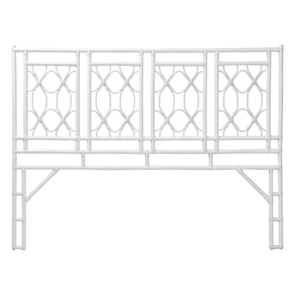 Baxton Studio bali Bohemian White Rattan Standalone Headboard for Queen Beds – Handcrafted Elegance & Style Sampson King WS30503-5B W200-White Rattan-HB-King