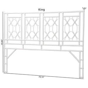 Baxton Studio bali Bohemian White Rattan Standalone Headboard for Queen Beds – Handcrafted Elegance & Style Sampson King WS30503-5B W200-White Rattan-HB-King