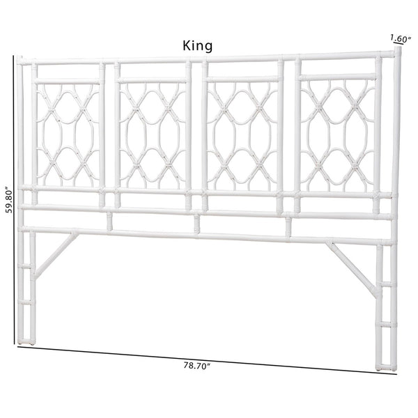Baxton Studio bali Bohemian White Rattan Standalone Headboard for Queen Beds – Handcrafted Elegance & Style Sampson King WS30503-5B W200-White Rattan-HB-King