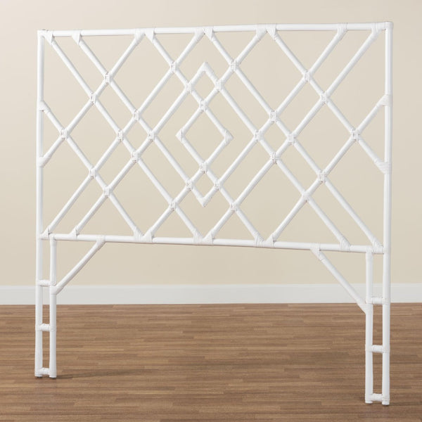 Baxton Studio bali Lavali Queen Size Standalone Headboard - Handcrafted Rattan with Openwork Diamond Design WS30503-6 W162-White Rattan-HB-Queen
