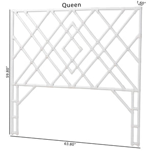Baxton Studio bali Lavali Queen Size Standalone Headboard - Handcrafted Rattan with Openwork Diamond Design WS30503-6 W162-White Rattan-HB-Queen