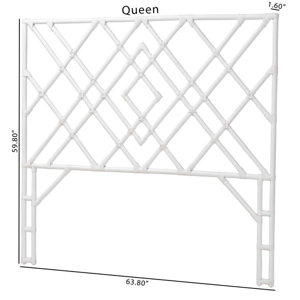 Baxton Studio bali Lavali Queen Size Standalone Headboard - Handcrafted Rattan with Openwork Diamond Design WS30503-6 W162-White Rattan-HB-Queen
