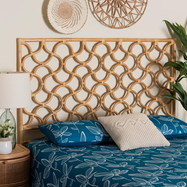 Baxton Studio bali Kalcya Queen Size Rattan Headboard - Handcrafted Bohemian Style for Modern & Eclectic Interiors WS30503-1B W162-Natural Rattan-HB-Queen